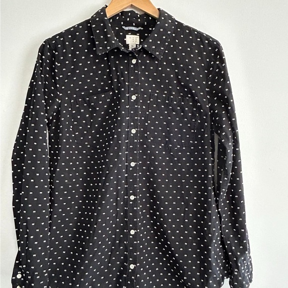 A New Day Women’s XL Button Shirt Textured Dots Cotton‎ Long Sleeve Artsy - Picture 5 of 10